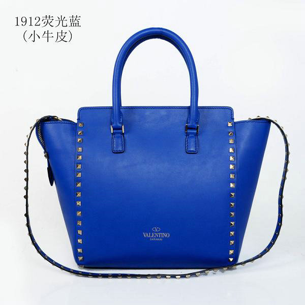 2014 Valentino Garavani rockstud double handle bag 1912 dark blue on sale